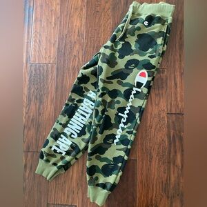 Bape x Champion Green Camo Joggers S